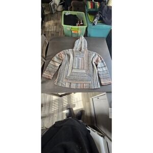 Baja Joe Mexican-style striped hoodie in natural black/ terracotta color scheme